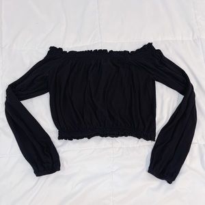 Pacsun Black Off the Shoulder Crop Top